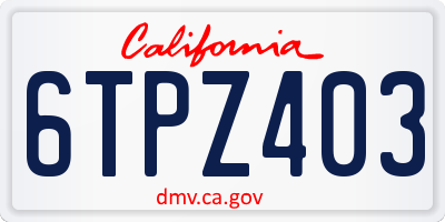 CA license plate 6TPZ403