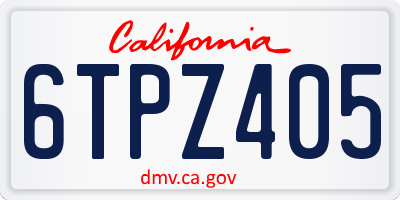 CA license plate 6TPZ405