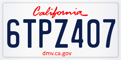 CA license plate 6TPZ407