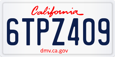 CA license plate 6TPZ409