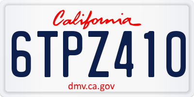 CA license plate 6TPZ410