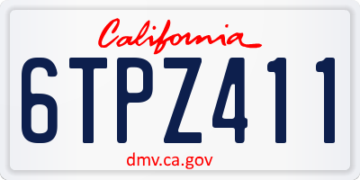 CA license plate 6TPZ411