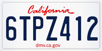 CA license plate 6TPZ412