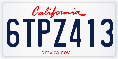 CA license plate 6TPZ413