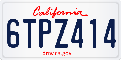 CA license plate 6TPZ414