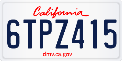 CA license plate 6TPZ415