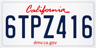CA license plate 6TPZ416