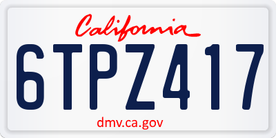 CA license plate 6TPZ417