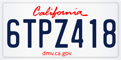 CA license plate 6TPZ418