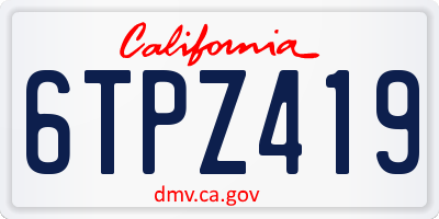 CA license plate 6TPZ419