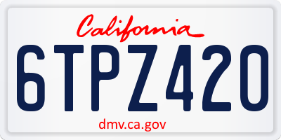 CA license plate 6TPZ420