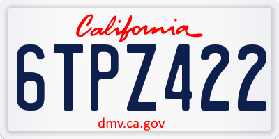 CA license plate 6TPZ422