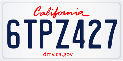 CA license plate 6TPZ427