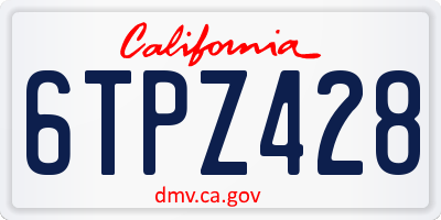 CA license plate 6TPZ428