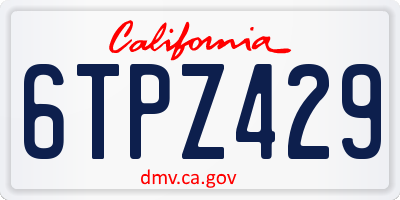 CA license plate 6TPZ429