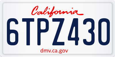 CA license plate 6TPZ430