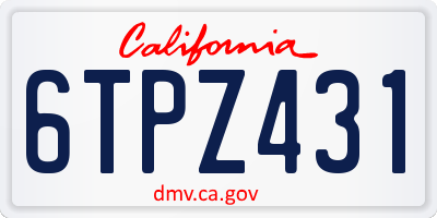 CA license plate 6TPZ431