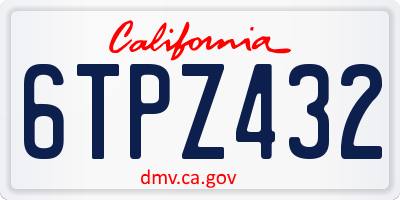 CA license plate 6TPZ432