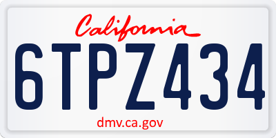 CA license plate 6TPZ434
