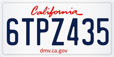 CA license plate 6TPZ435