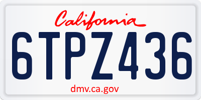CA license plate 6TPZ436