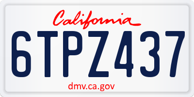 CA license plate 6TPZ437