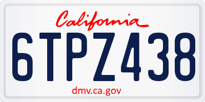 CA license plate 6TPZ438