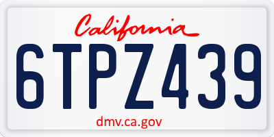 CA license plate 6TPZ439