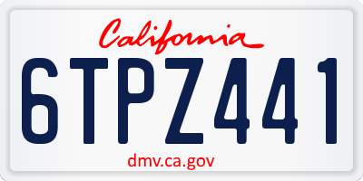 CA license plate 6TPZ441