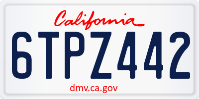 CA license plate 6TPZ442