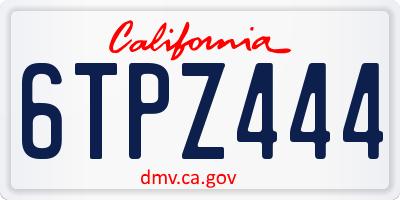 CA license plate 6TPZ444