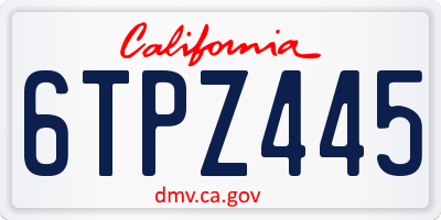 CA license plate 6TPZ445