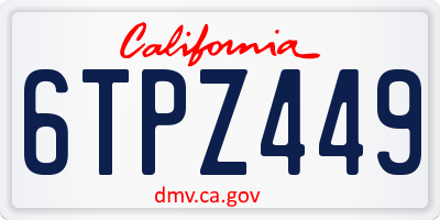 CA license plate 6TPZ449