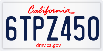 CA license plate 6TPZ450