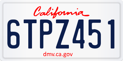 CA license plate 6TPZ451