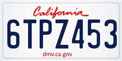 CA license plate 6TPZ453