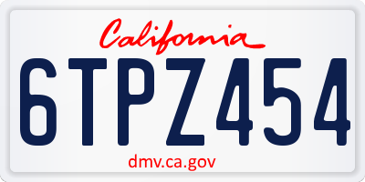 CA license plate 6TPZ454