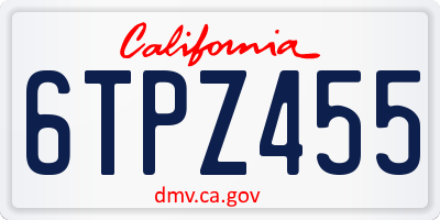 CA license plate 6TPZ455