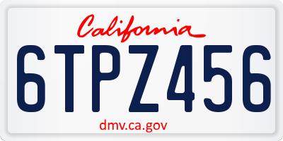 CA license plate 6TPZ456