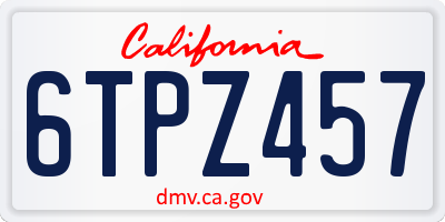 CA license plate 6TPZ457