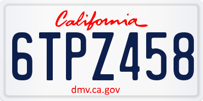 CA license plate 6TPZ458