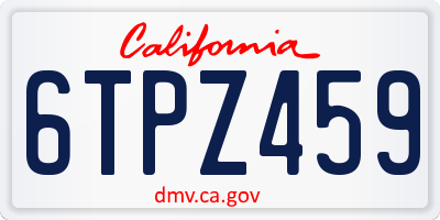 CA license plate 6TPZ459