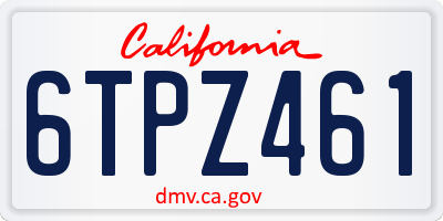 CA license plate 6TPZ461
