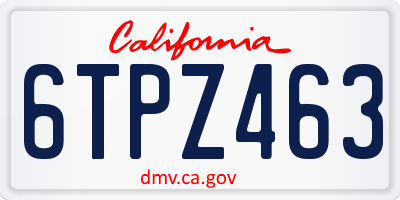 CA license plate 6TPZ463