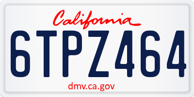 CA license plate 6TPZ464