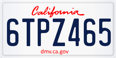CA license plate 6TPZ465