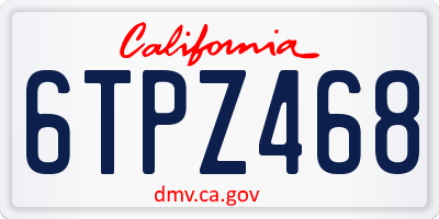 CA license plate 6TPZ468