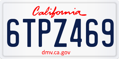 CA license plate 6TPZ469