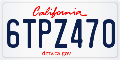 CA license plate 6TPZ470