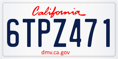 CA license plate 6TPZ471